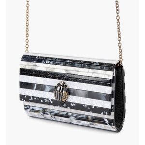 Kurt Geiger Black and White Striped Chevron Acrylic Crossbody Bag